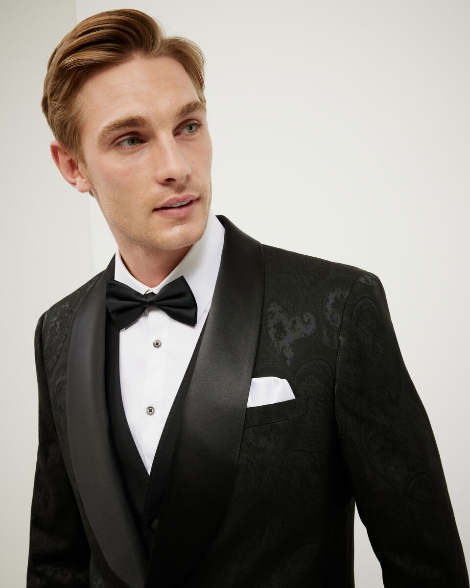 Paisley Black Tie Tuxedo, Black, hi-res